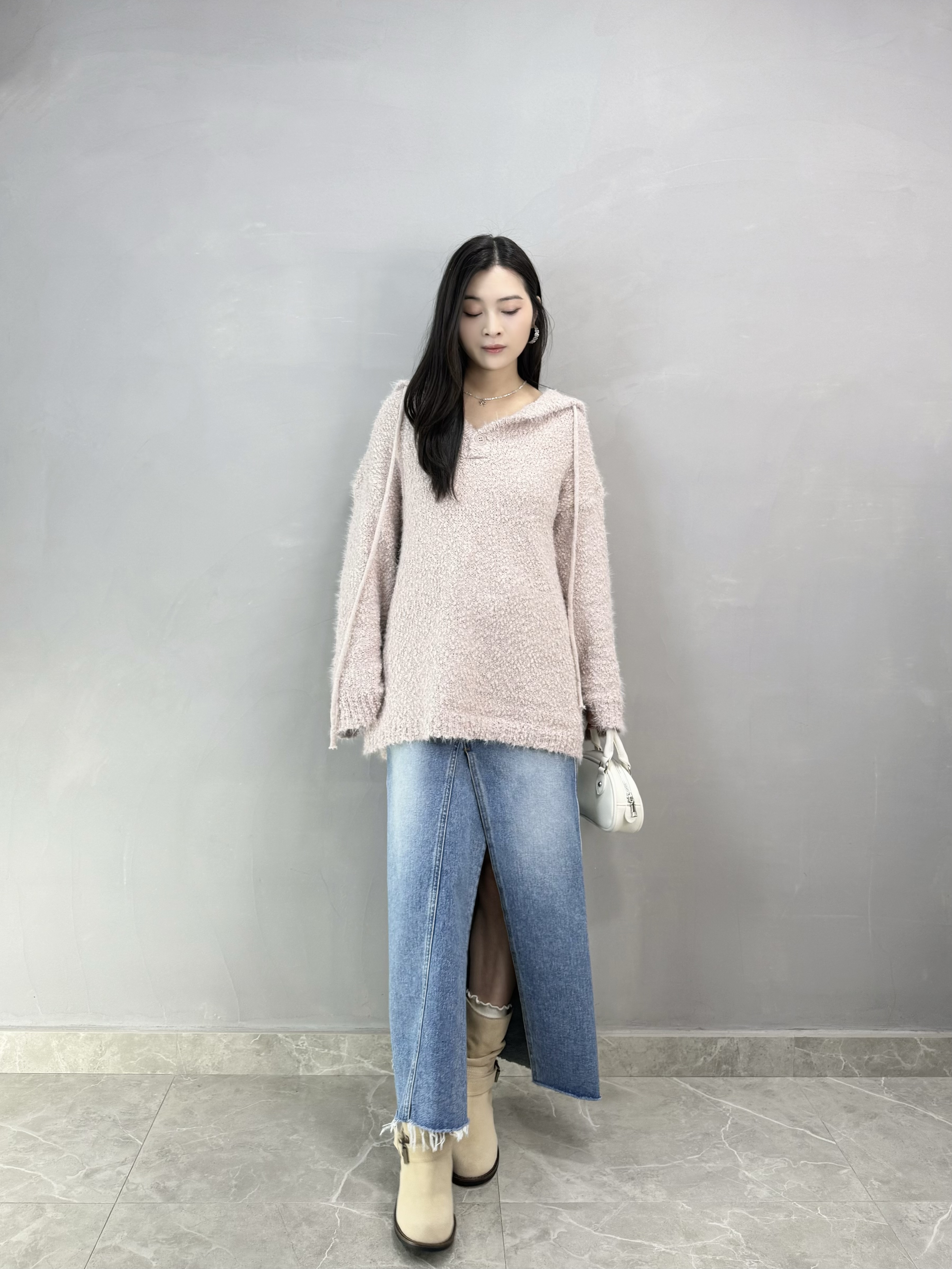 F72 開叉牛仔長裙