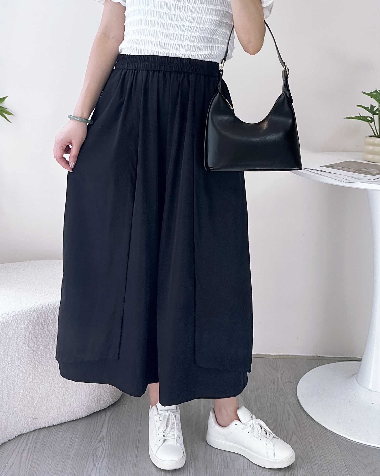 薄身彈性梭織棉料闊褲 