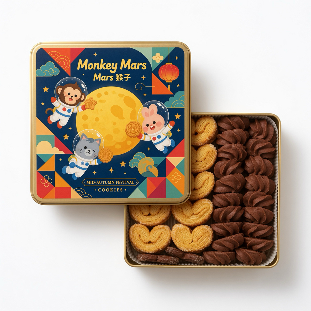台灣直送  Monkeymars 火星猴子曲奇蝴蝶酥組合中秋團