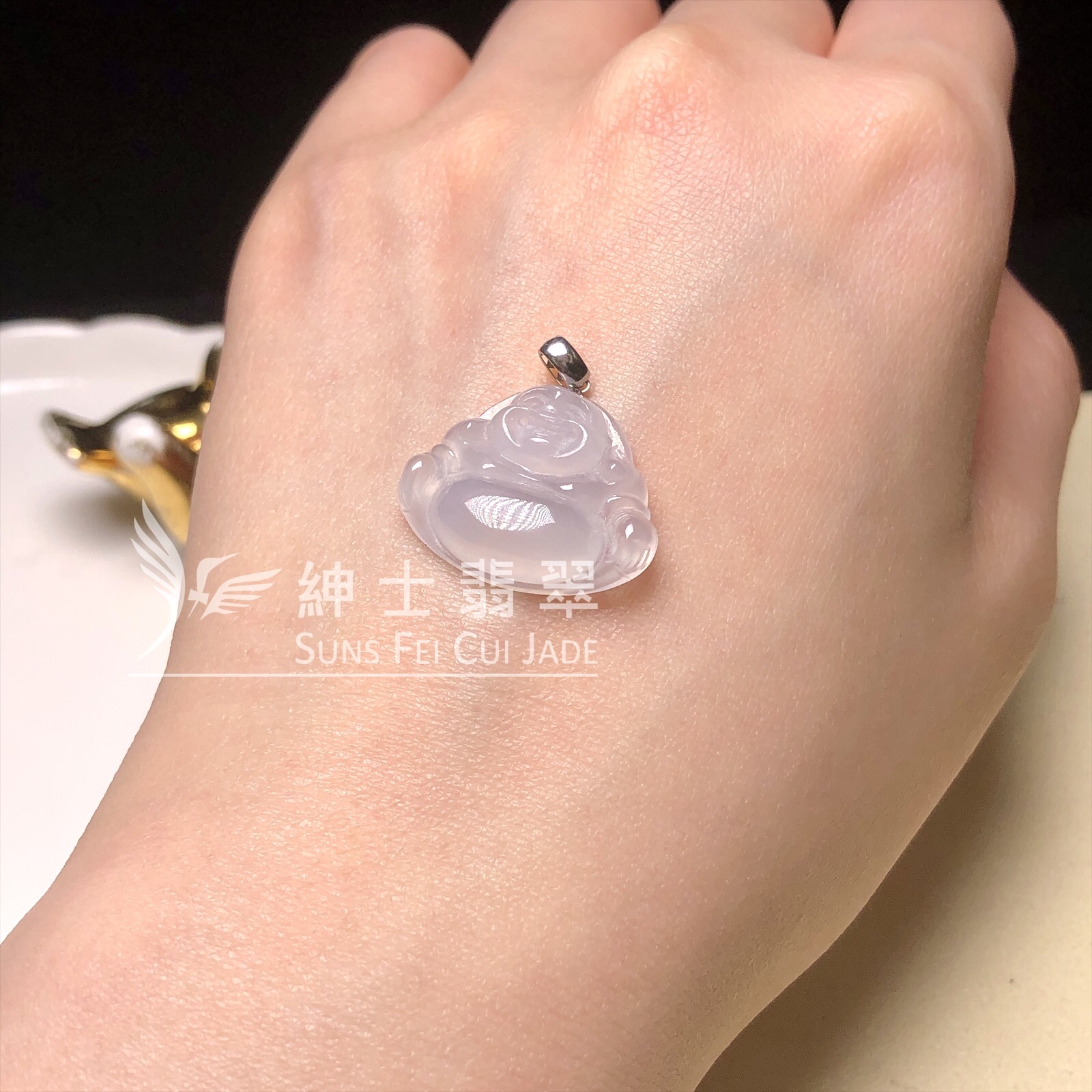 YK00063 冰種佛公連18K金扣頭