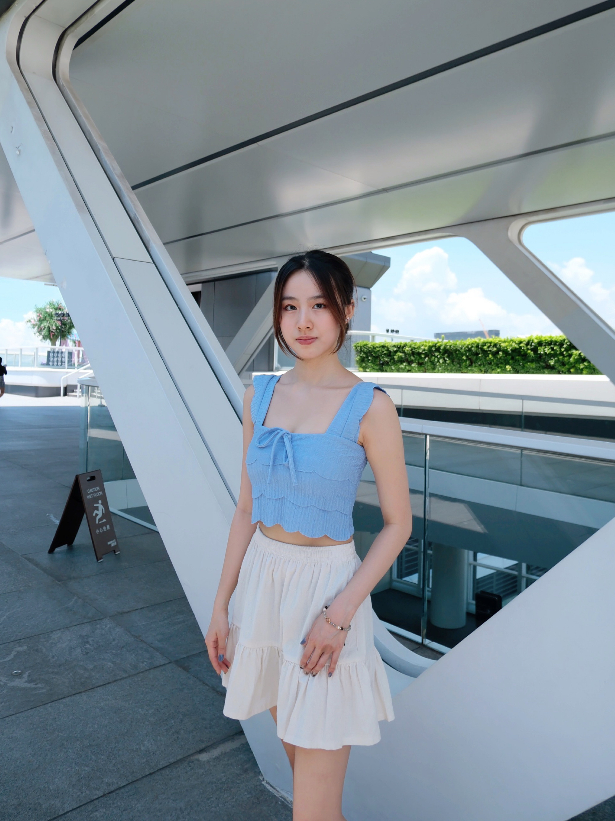 ♡︎TH - 棉麻下擺高腰短裙 