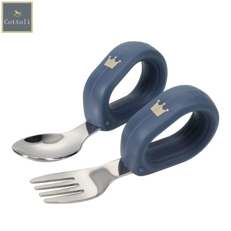 🇯🇵預訂 日本直送🇯🇵Cottoli皇冠圖案幼兒不銹鋼環形圈圈餐具連盒套裝