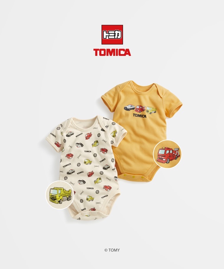 💚預訂 台灣直送💚Tomica兩色車車印花純棉短袖包屁衣