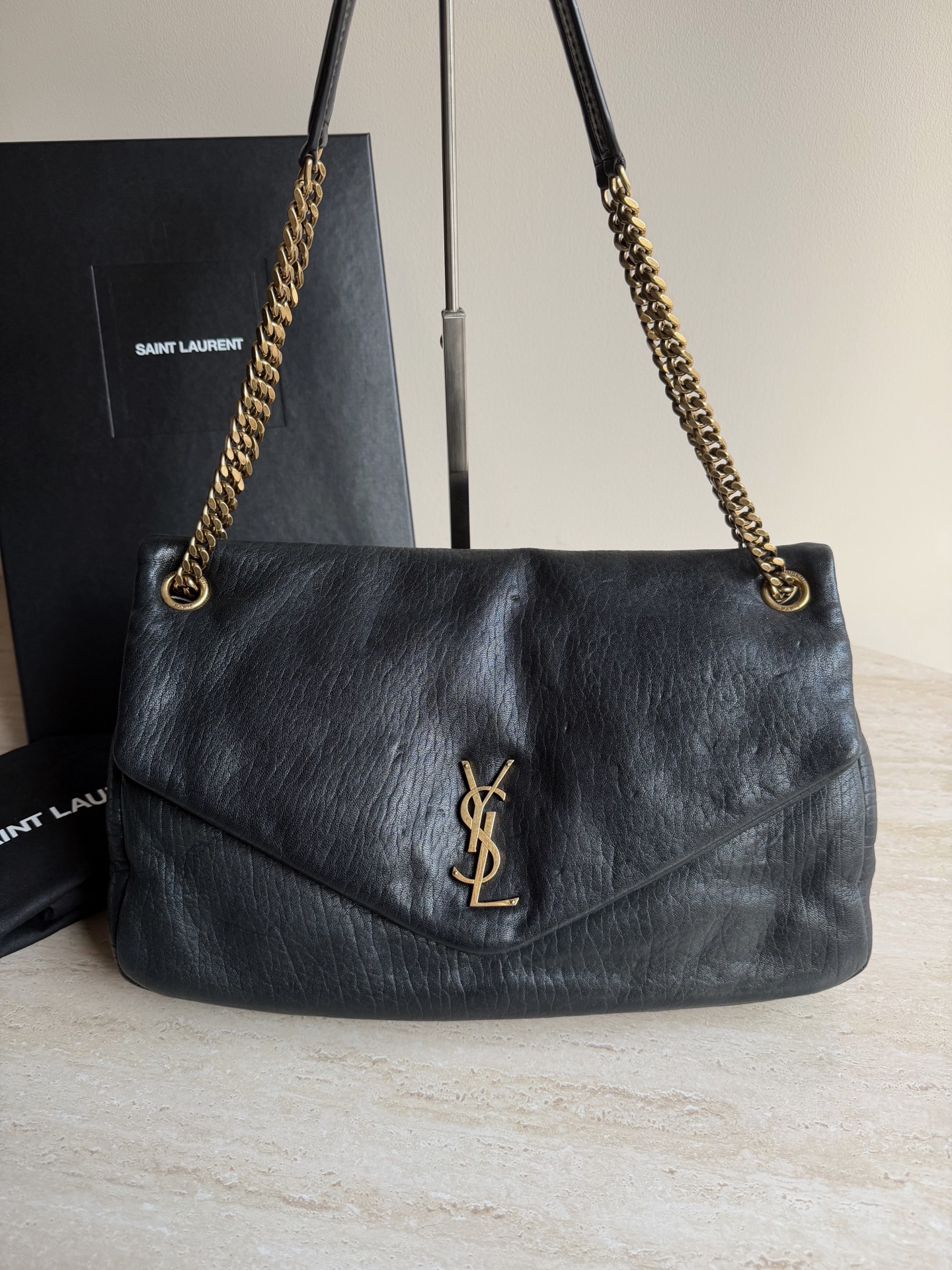 【預訂貨品】YSL黑色Calypso郵差包