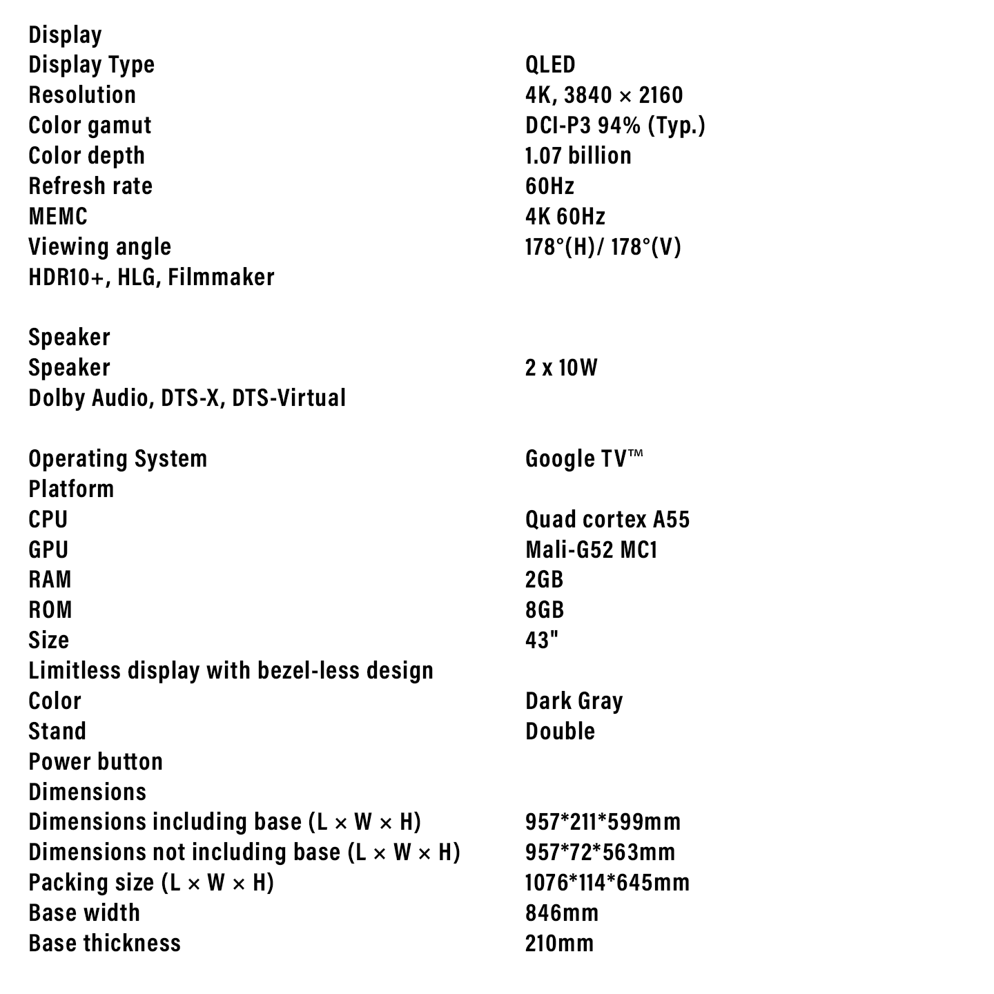 Xiaomi 43" TV A Pro (2026) 4K UHD Smart Google TV (ELA5970VN)