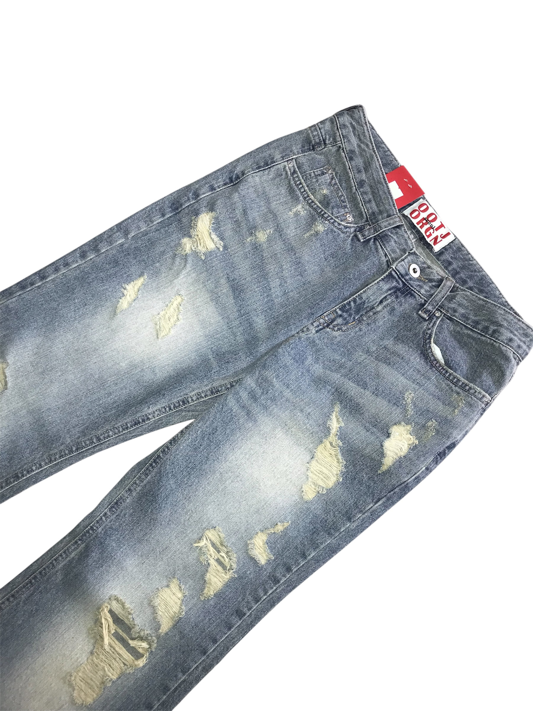 Distressed Washed Wide-Leg Pants