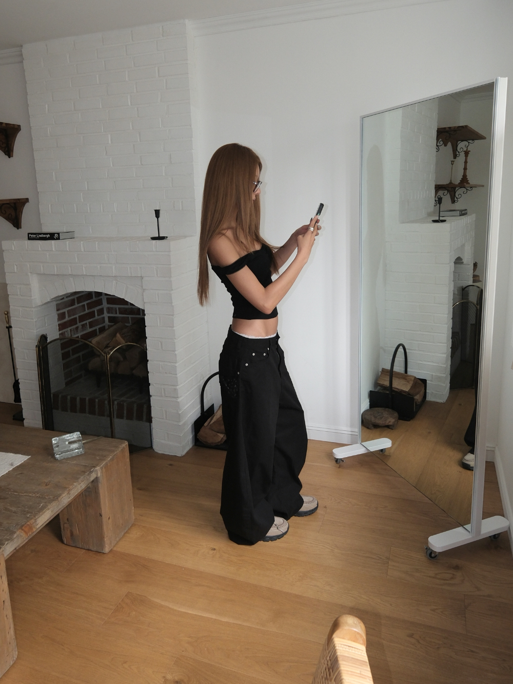 Floral Back-Ribbon Balloon Pants