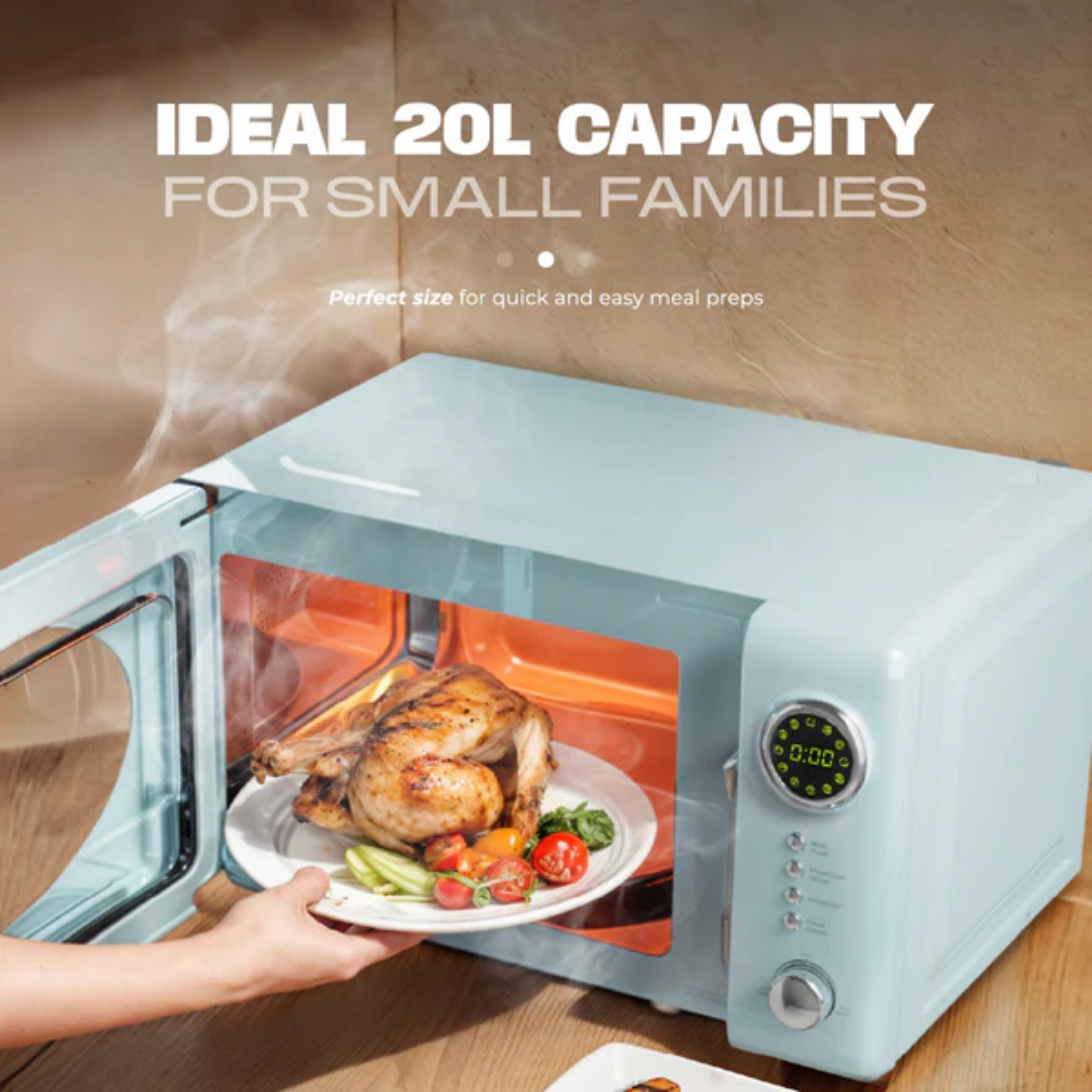 Russell Taylors 20L Retro Microwave Oven Cream (M2)