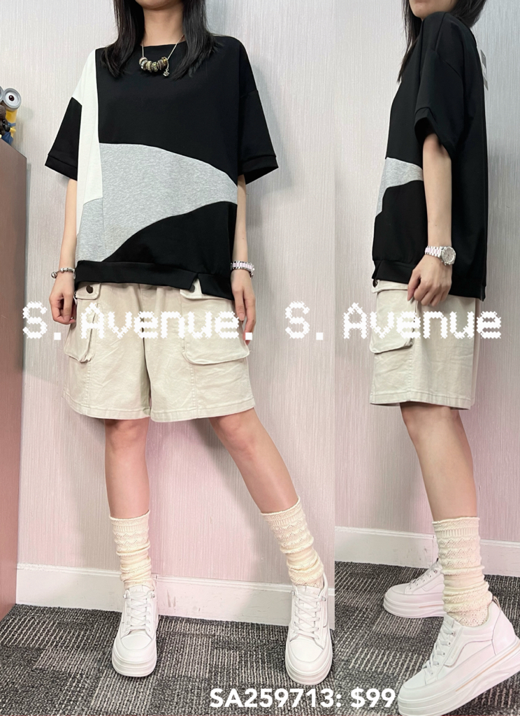 SA259713: 短袖拼色鬆身tee