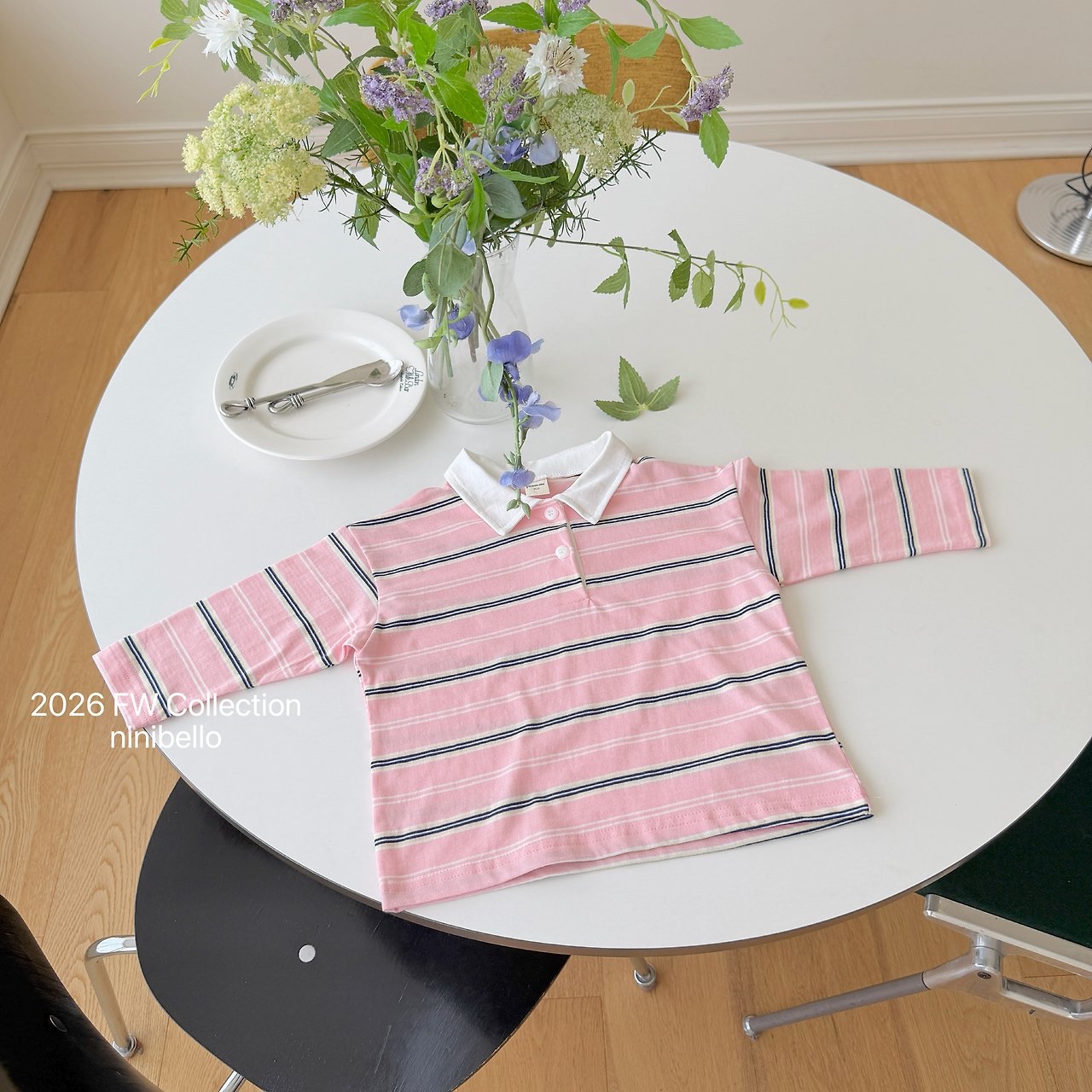 Ninibello | Milky Stripe Collar T-shirt (親子裝)  