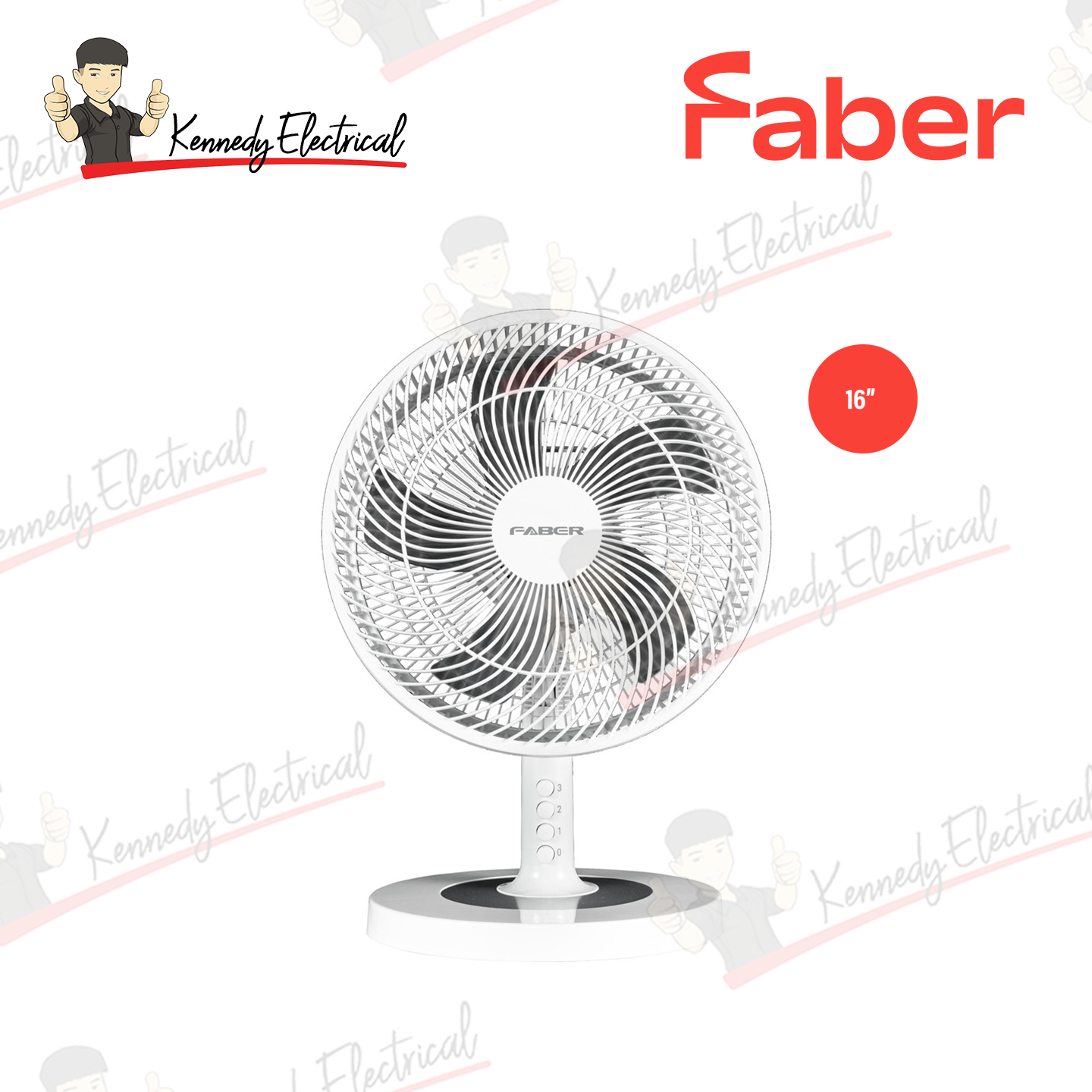 Faber 16" 3 Speed Control Table Fan FTF BLISS 3116WH