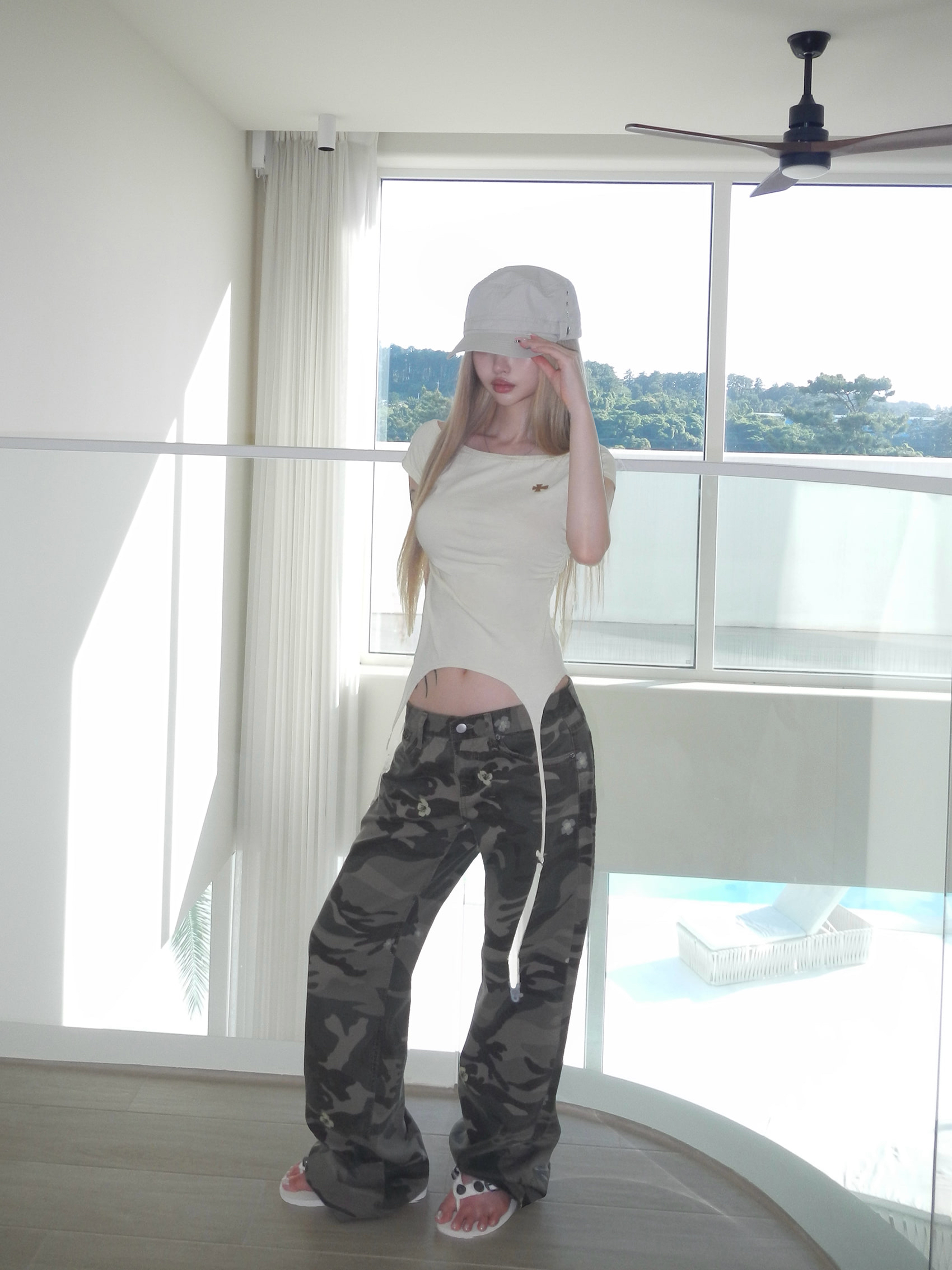 Floral Camo Wide Leg Pants