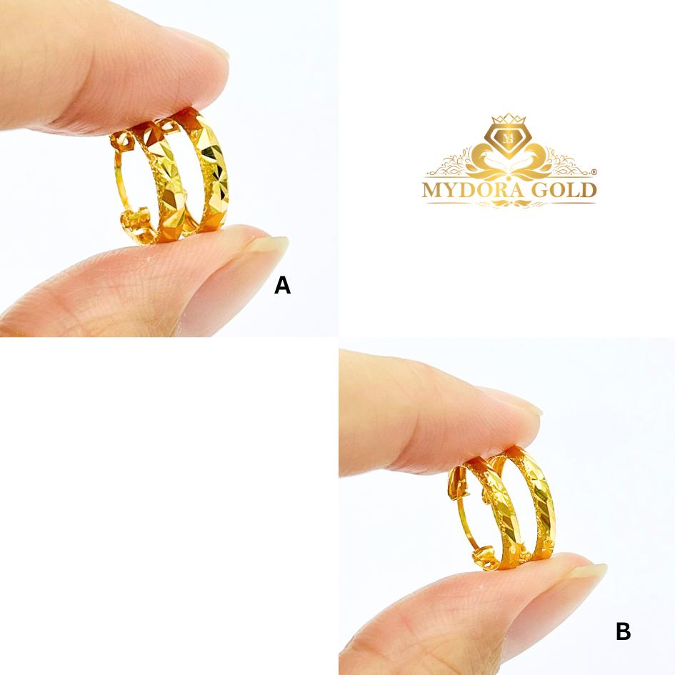 MYDORA EMAS 916 Subang Bulat Klasik Pasir | EMAS 916/22K