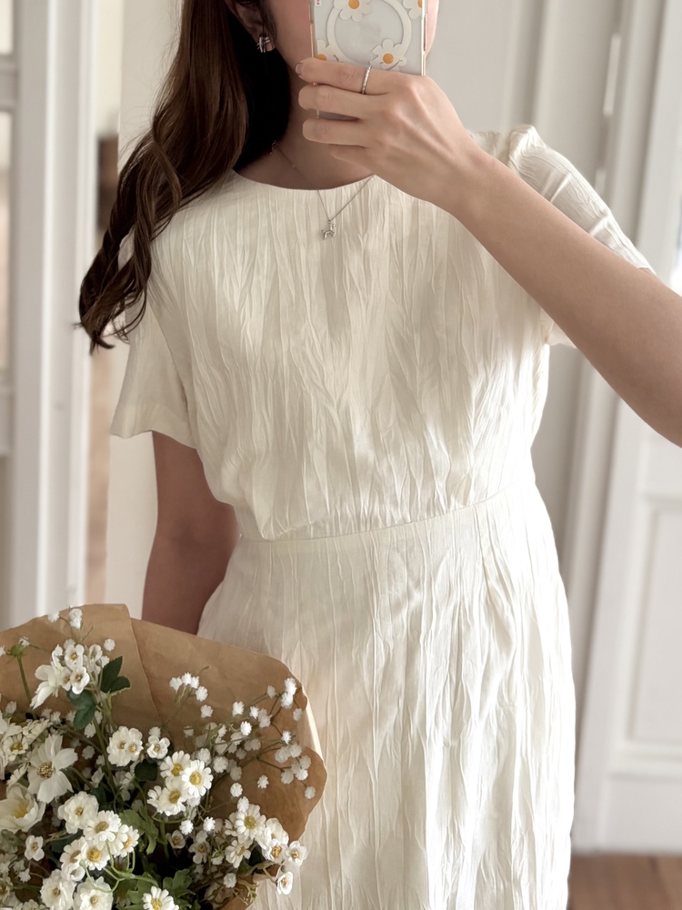 Lune Textured Dress (Ivory)
