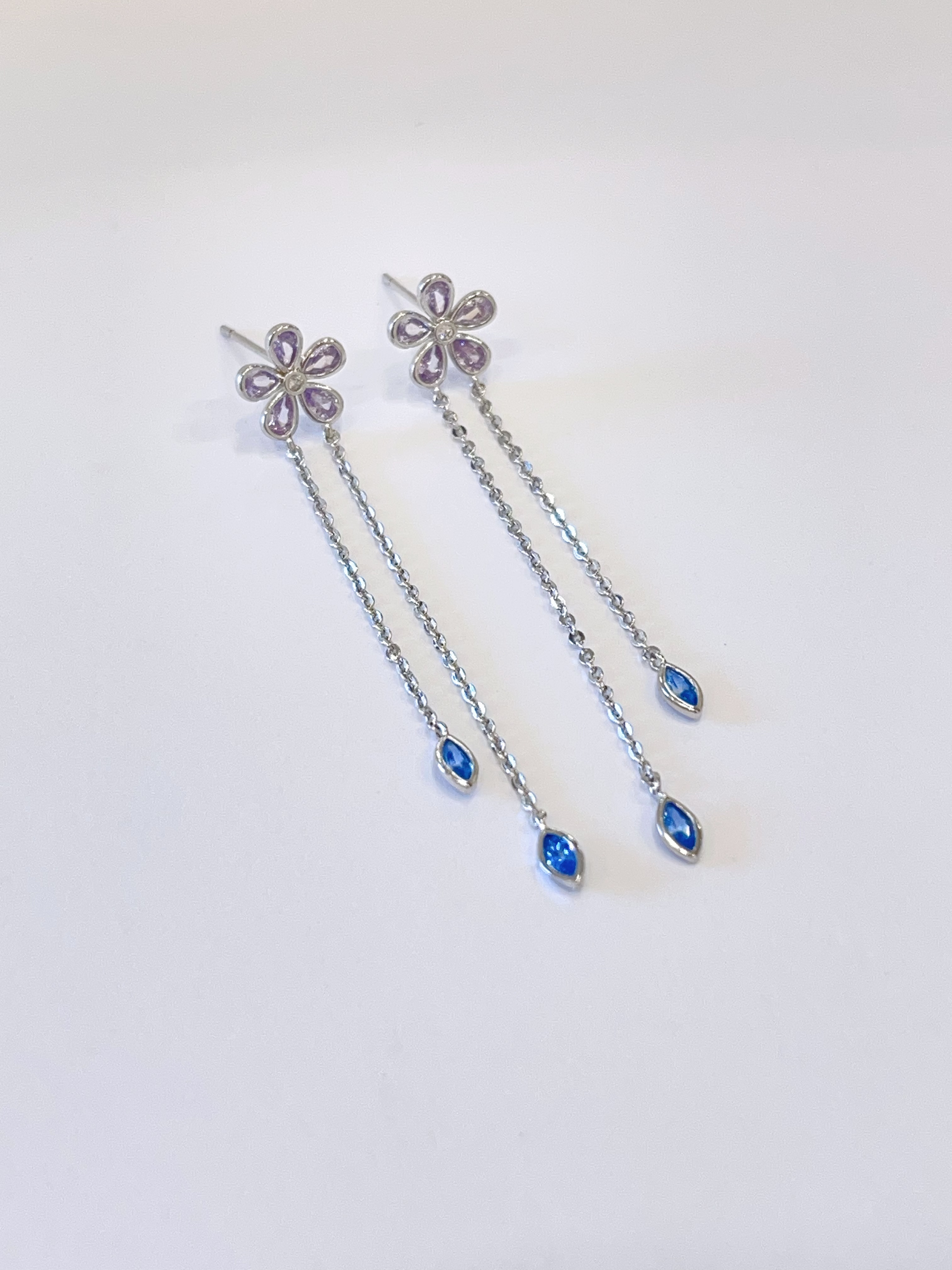 韩系小花锆石流苏耳环