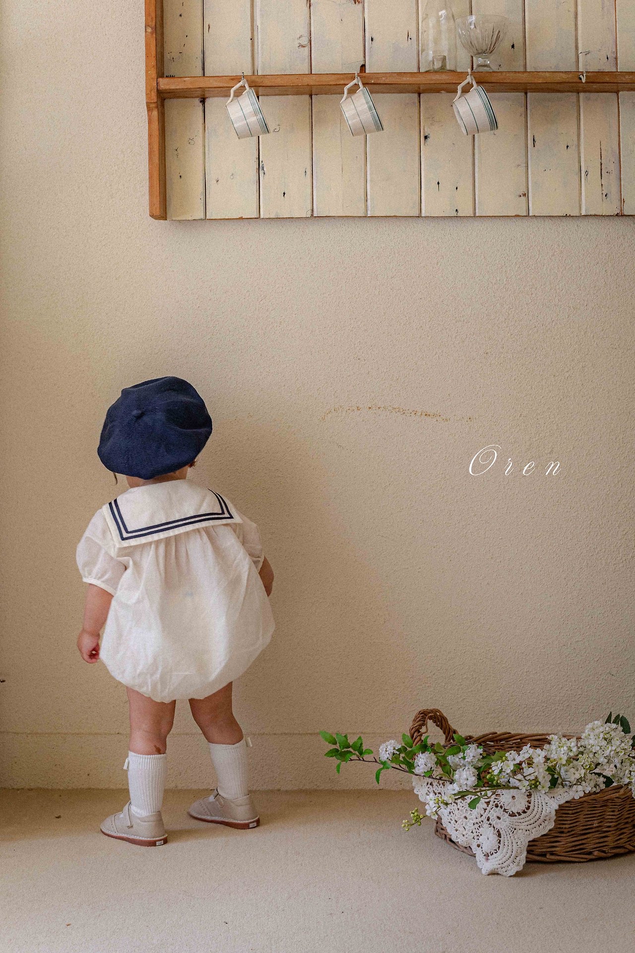 ☀️預訂 韓國直送☀️🇰🇷Oren Marinette兩色海洋風水手領刺繡短袖包屁衣/連身裙/上下套裝