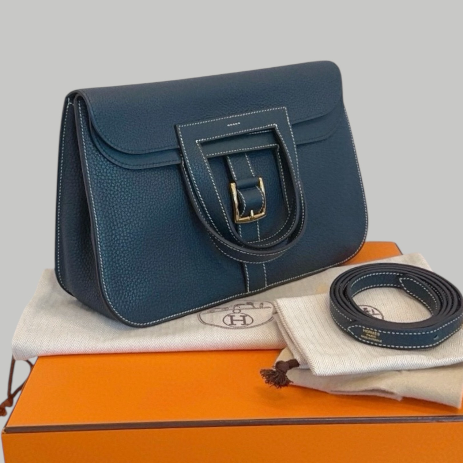 Hermes Halzan 31 松柏綠金扣