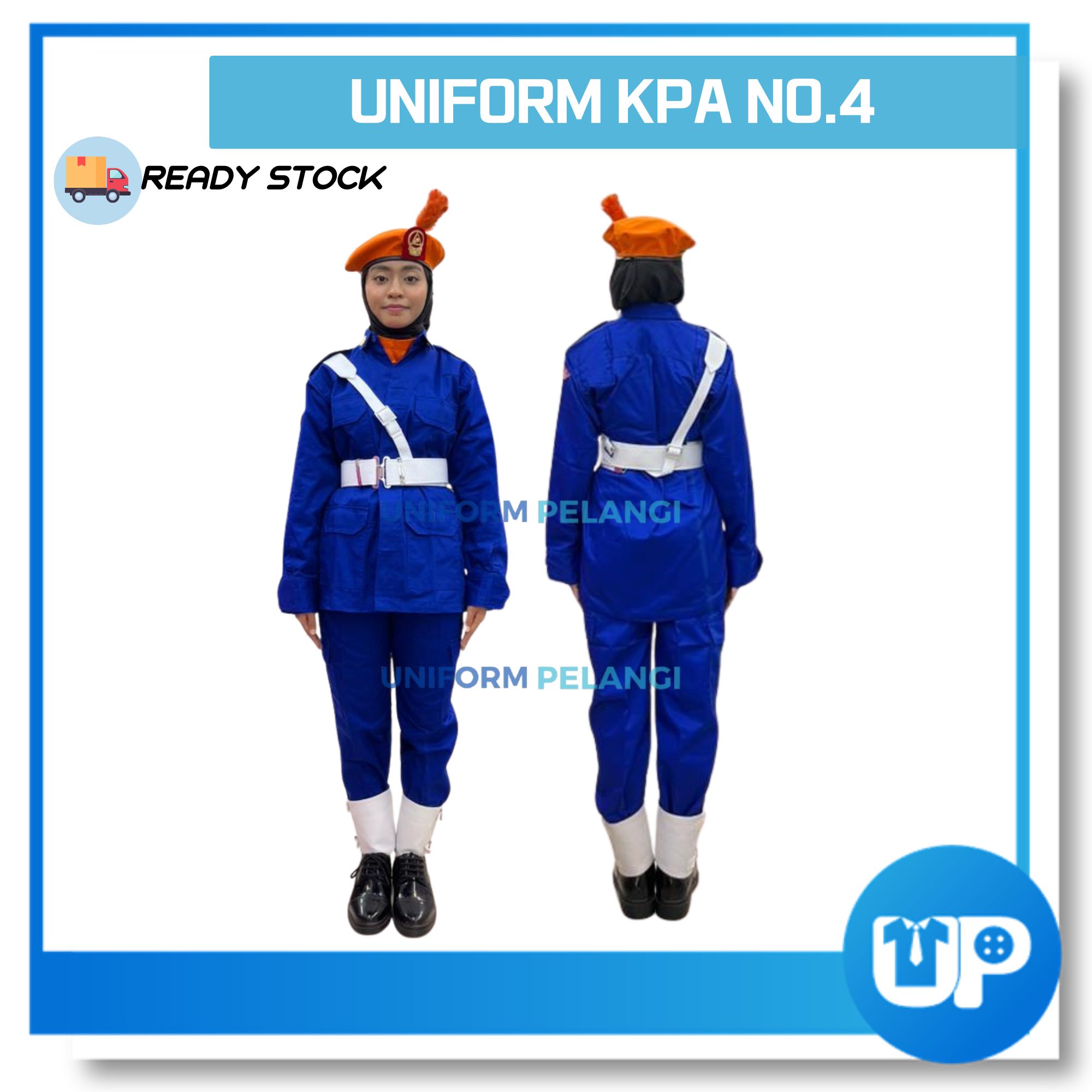 Uniform KPA No 4 Kaspa Biru Kemeja Lengan Panjang Long Sleeve Sekolah Kokurikulum K.P.A NO.4 民防