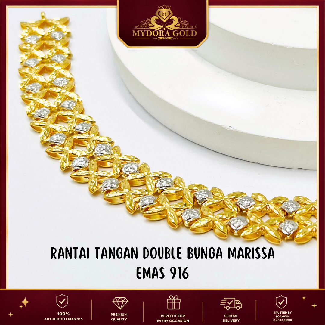 MYDORA Rantai Tangan Double Bunga Marissa | Emas 916/22k