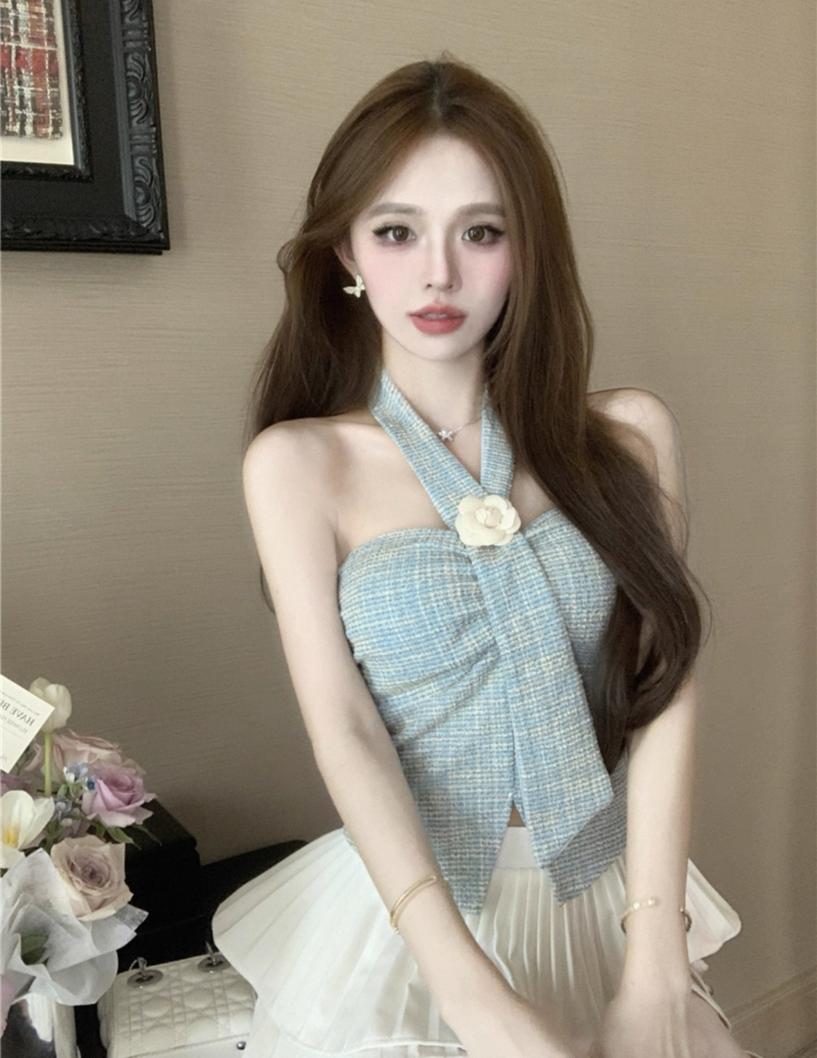 TP270小香风挂脖上衣