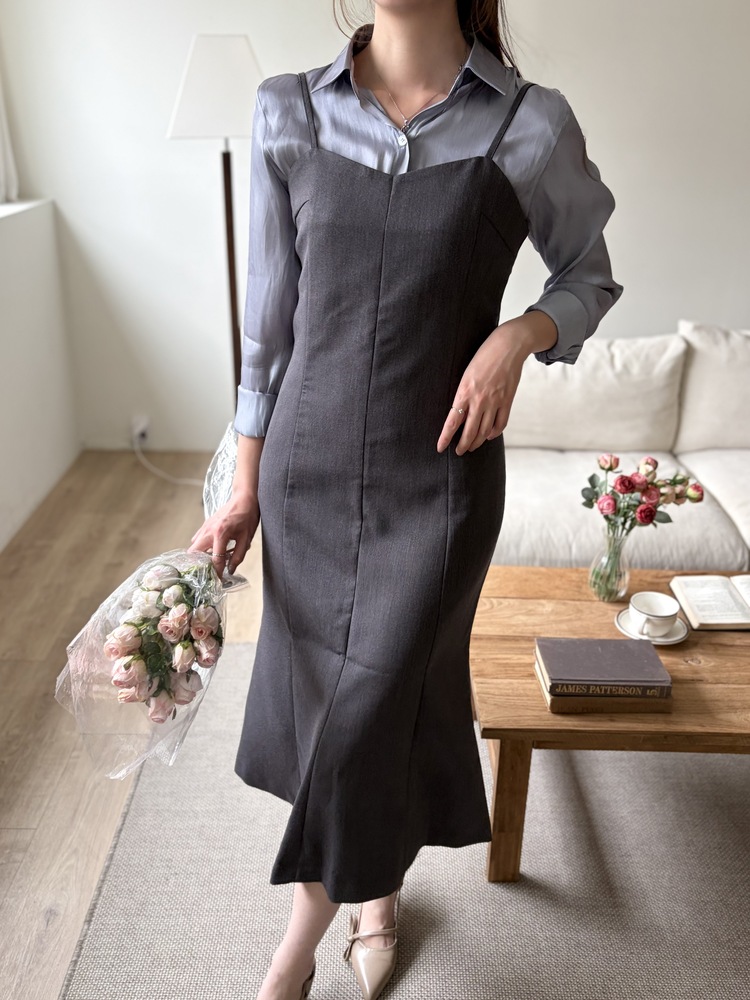 Contour Slip Dress (Grey)