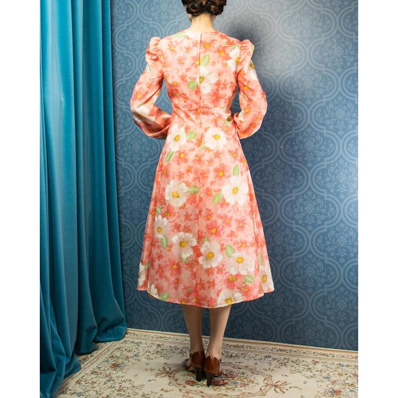 C.a. 1970s Peachy Pink Flower Girl Spring Dress(MU102-11)