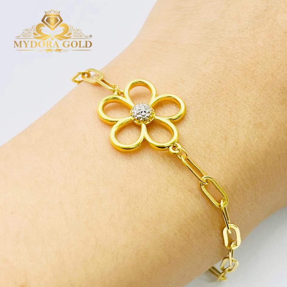 MYDORA Rantai Tangan Fesyen Paperclip + Bunga Daisy Manis l EMAS 916/22K