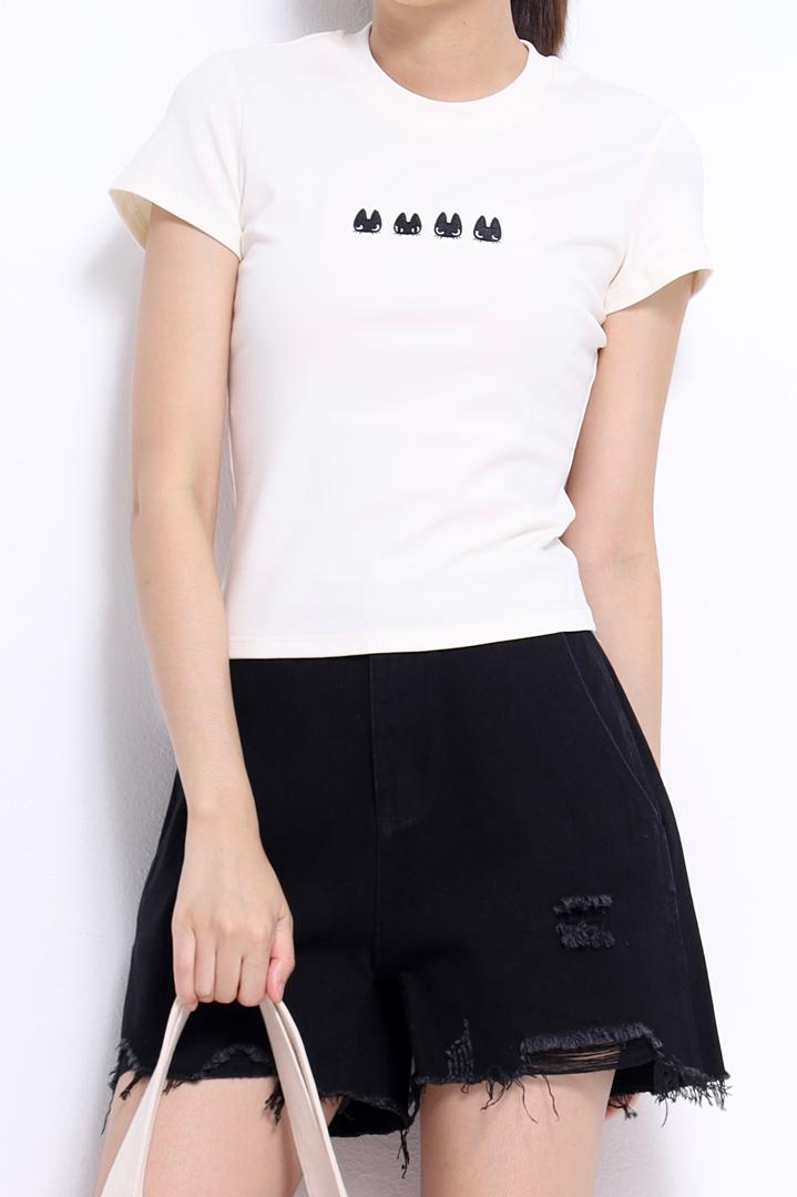 CB2974 Mini Muse Cat Embroidered Tee