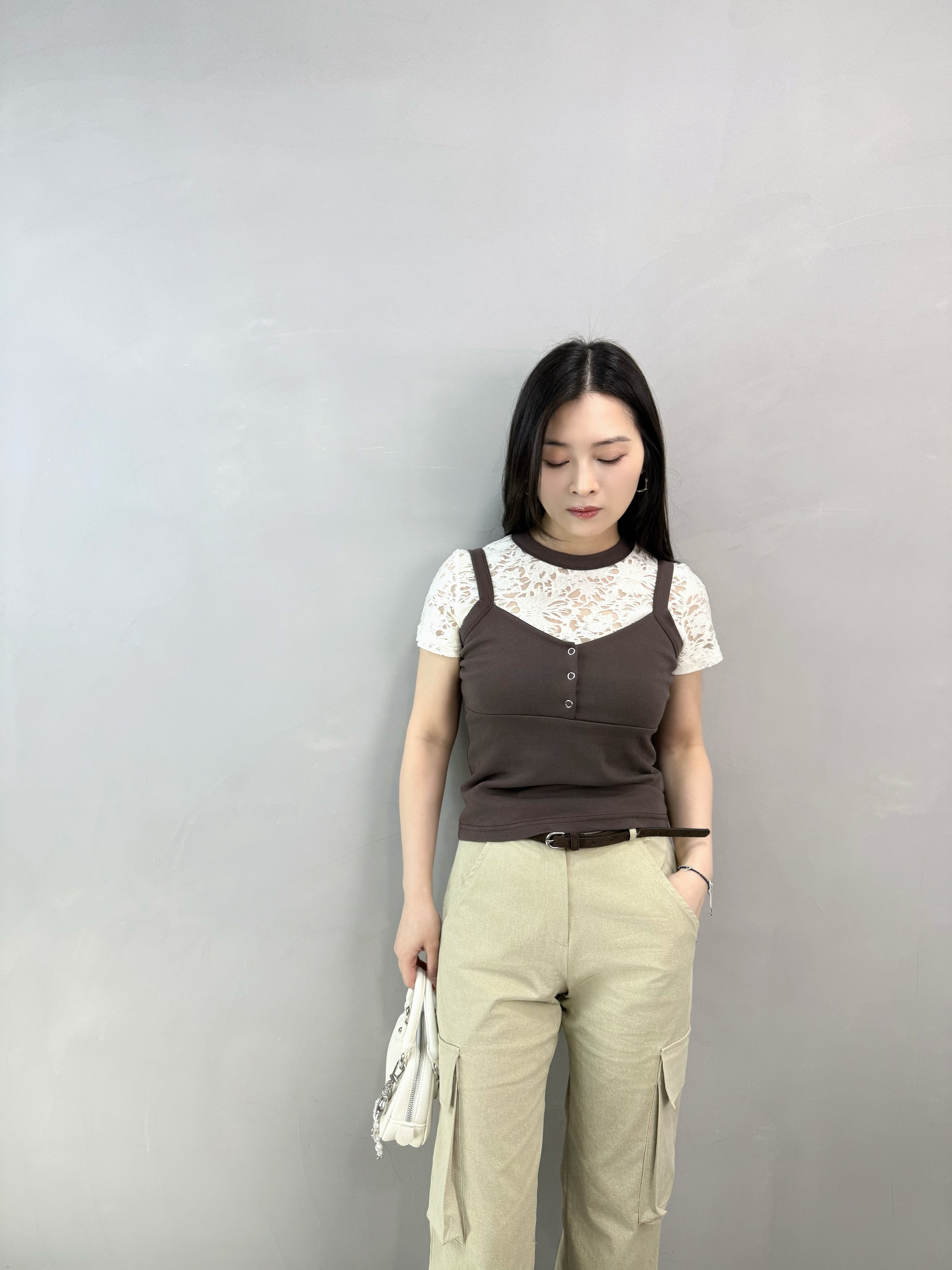 M68 通花網Tee+吊帶Set