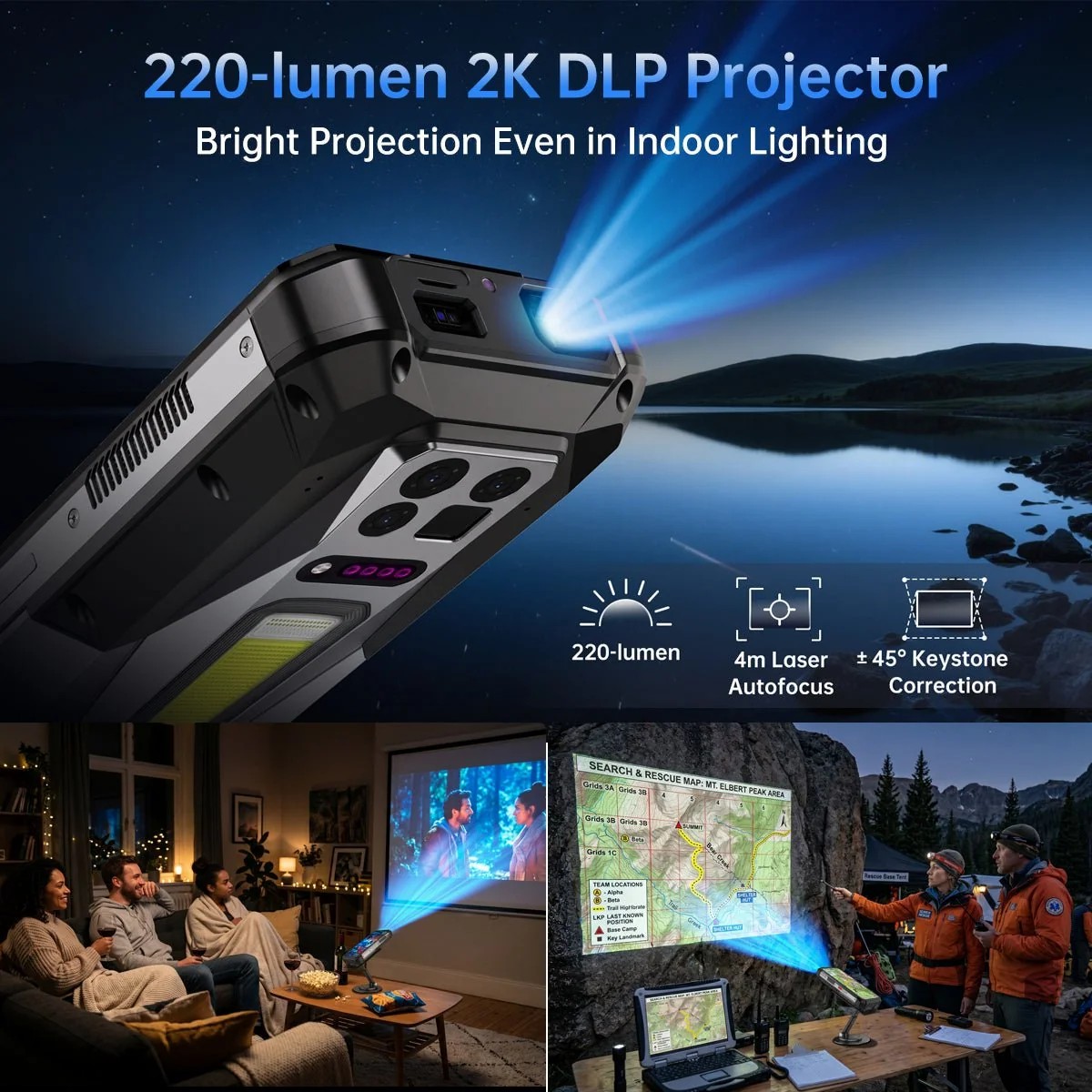 8849 / Unihertz TANK 5 Pro 5G | 6.73吋 AMOLED 120Hz 17600mAh 2K DLP投影儀 FLIR Lepton 3.1R 熱感 夜視 雷射測距 露營燈 警示燈 WiFi7 USB3.2 雙頻GPS eSim 三防 投影手機