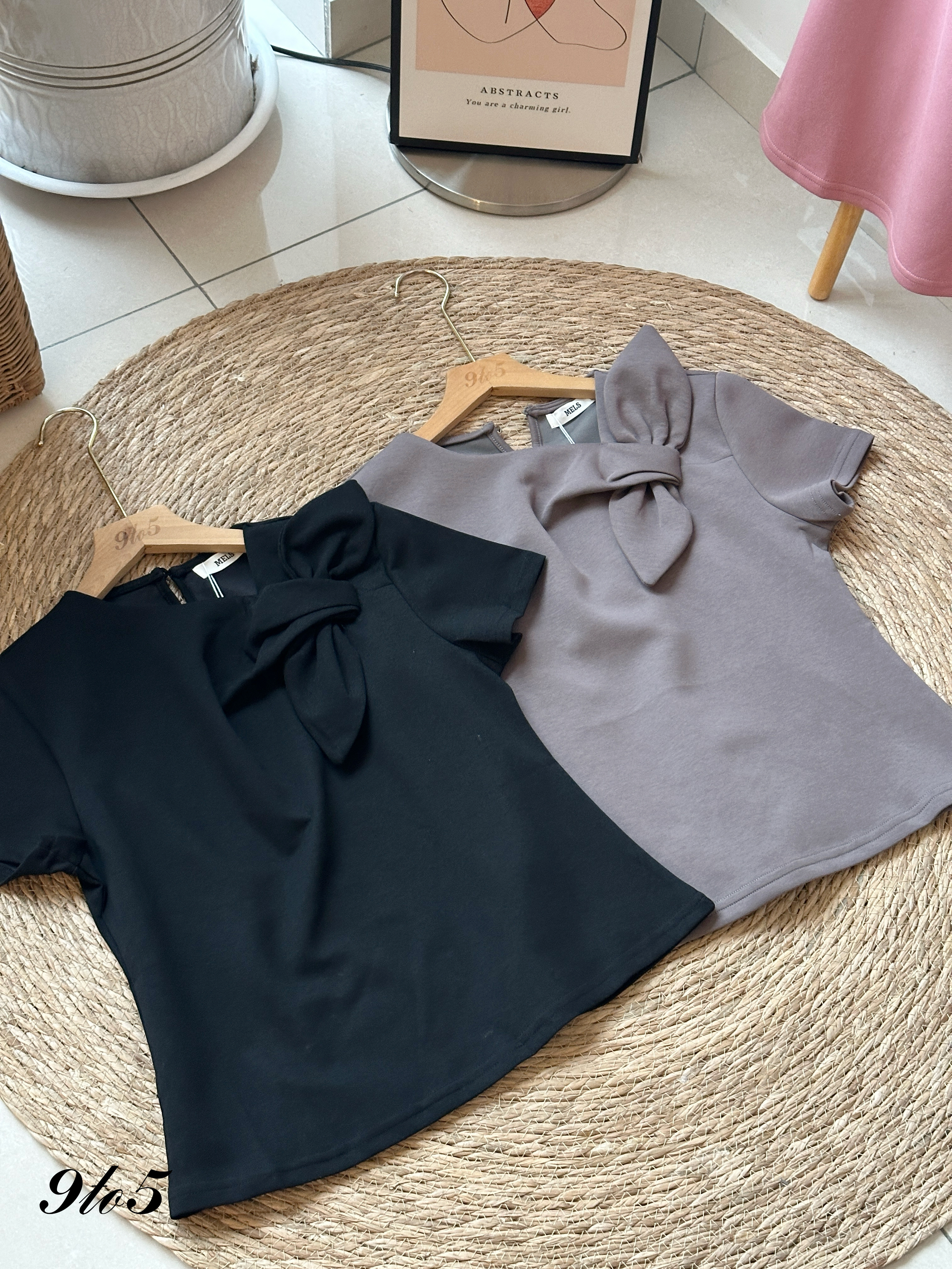 T4152 Irregular Collar Bow Shoulder Top - 4 Colors 