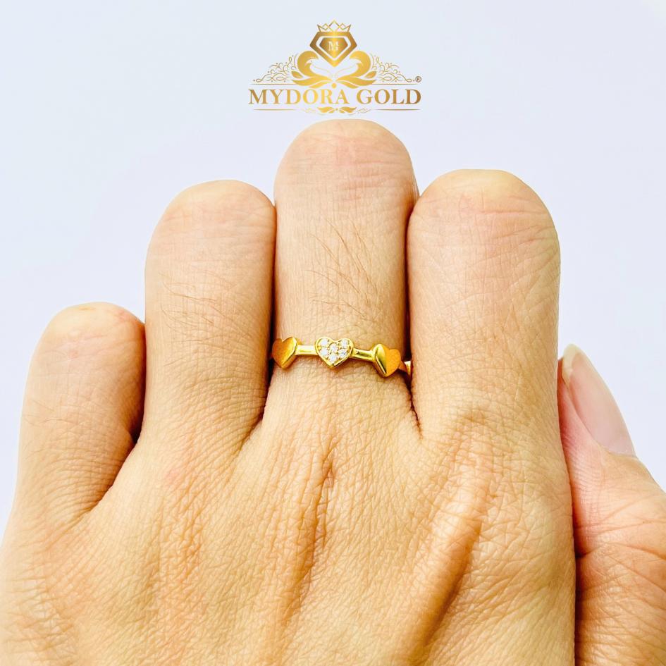 MYDORA Cincin Batu CZ Love Link l EMAS 916/22K