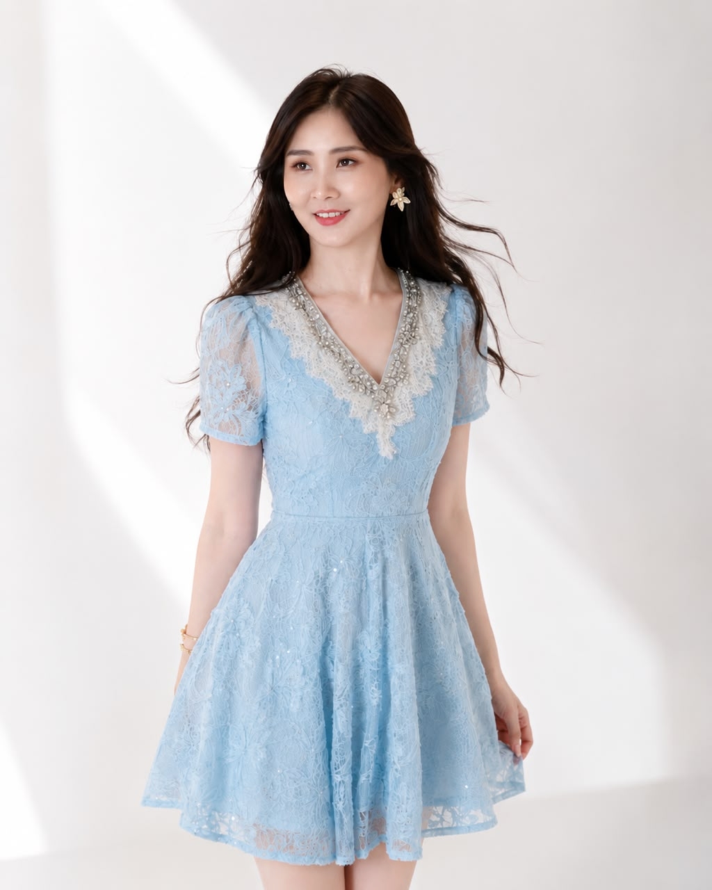 5127 Genevieve Diamond Lacey Mini Dress