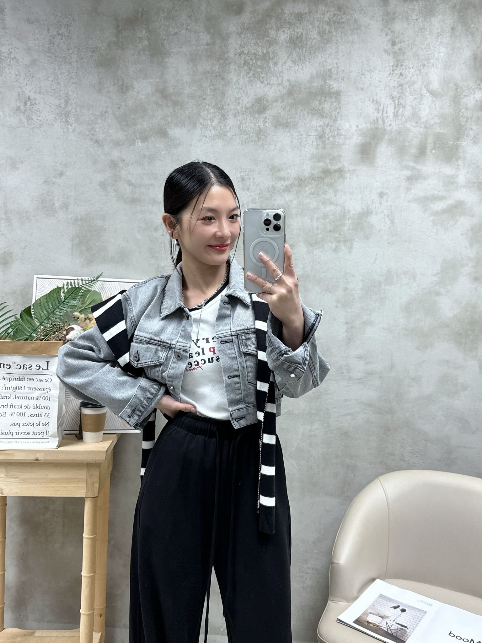 B01 後扣漸變色洗水牛仔外套