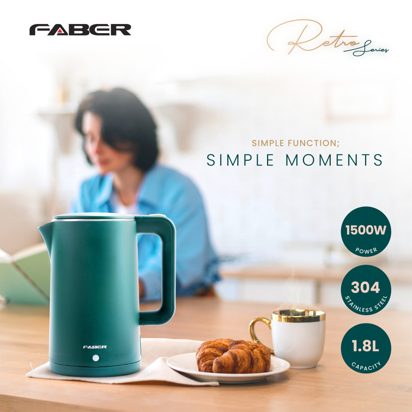 Faber 1.8L Retro Electric Kettle R1800