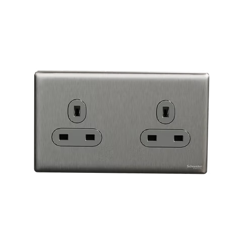  施耐德 Unica X 炫星銀 13A孖蘇 插座