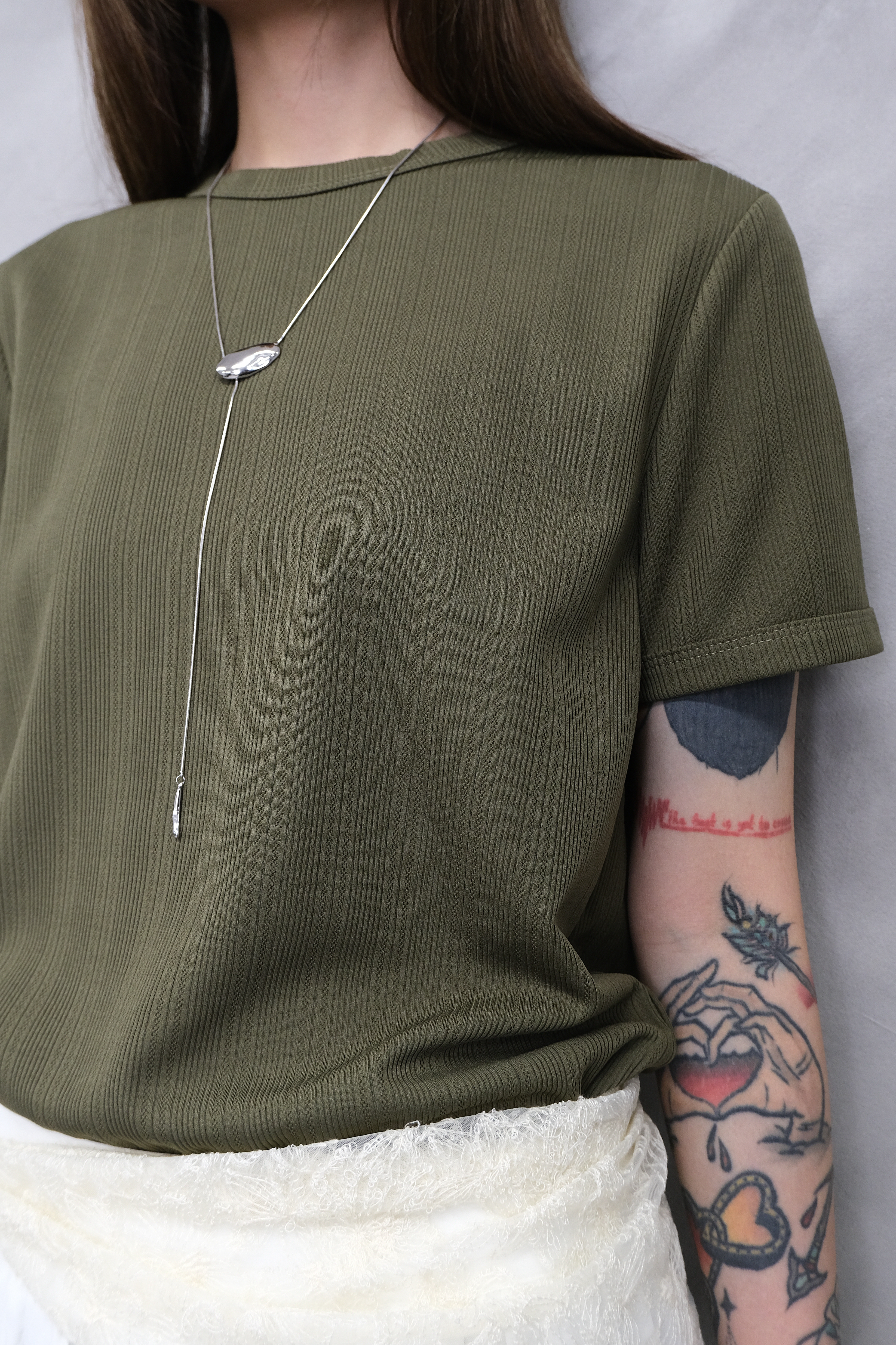 Hidden stripe basic tee #top152
