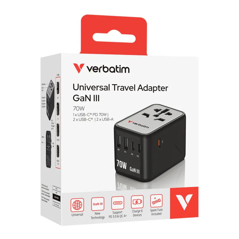 Verbatim 70W GaN III 萬用旅行轉接器