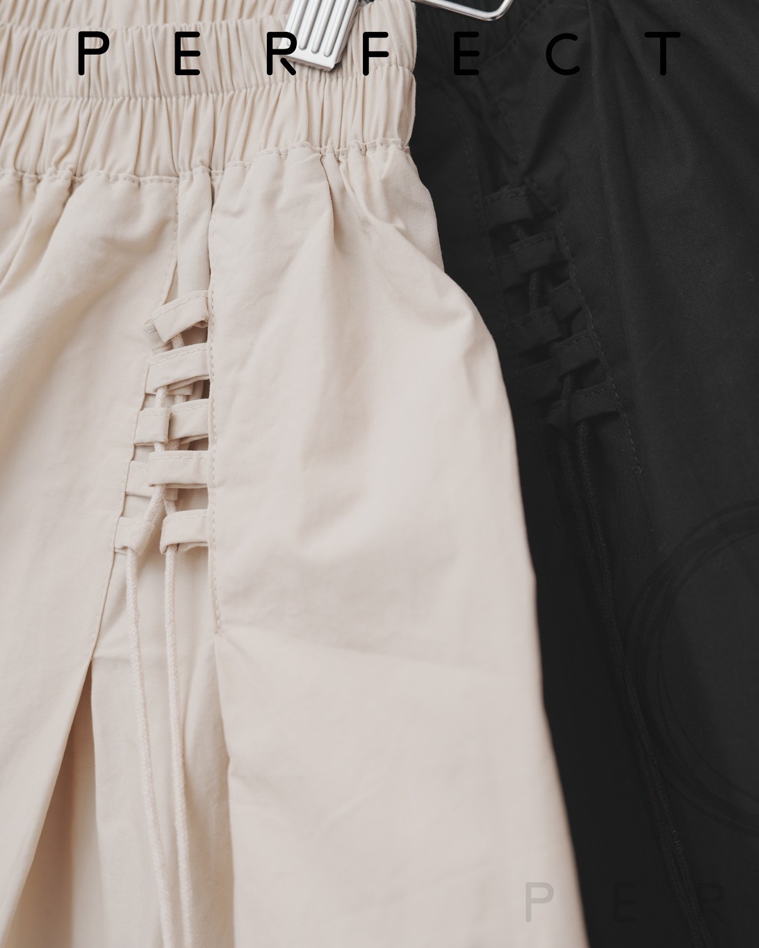 S0019_隨性腰位綁繩半身裙（百搭米白色）