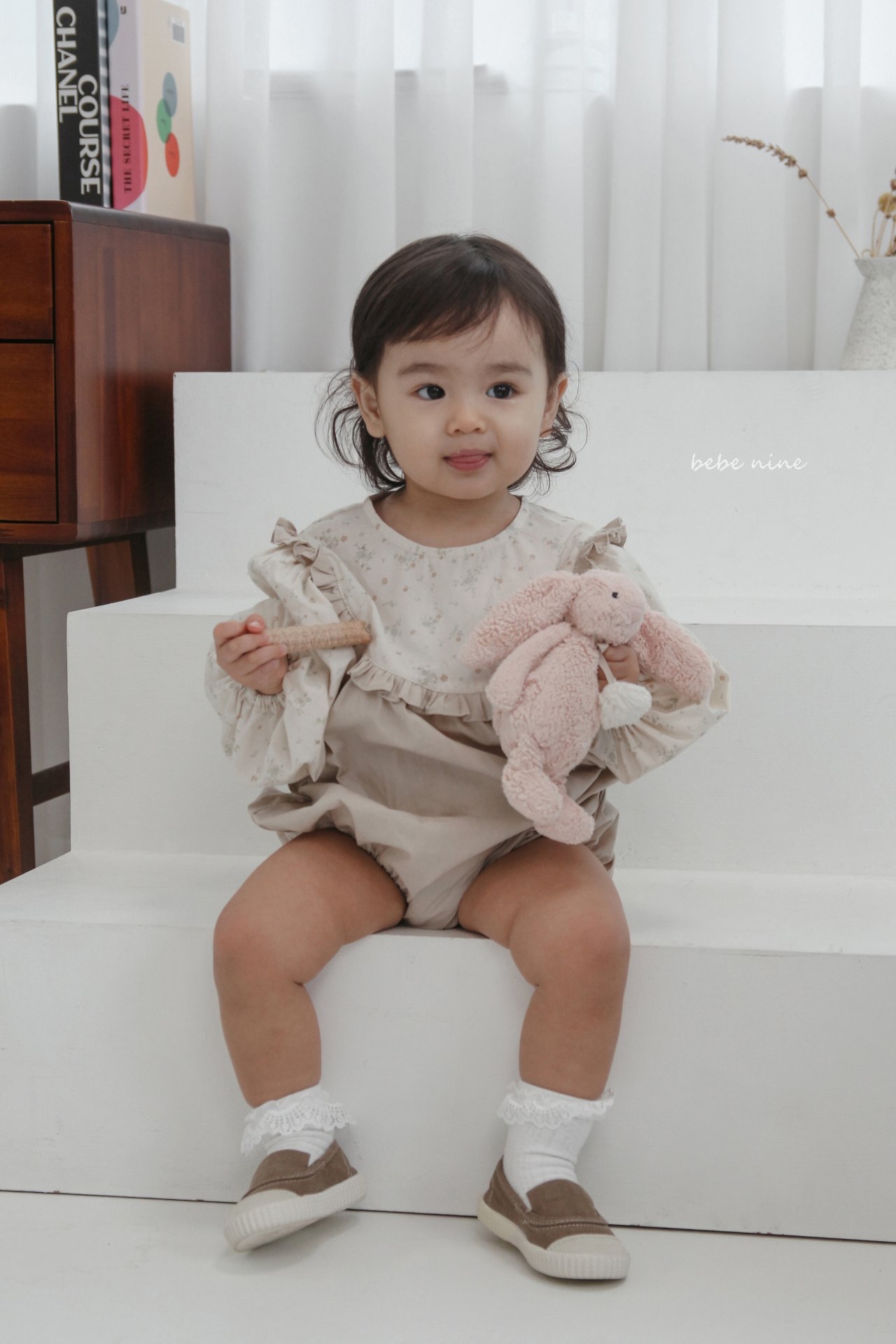 🌸預訂 韓國直送🌸🇰🇷Bebenine兩色碎花波點荷葉花邊闊領寬鬆長袖包屁衣