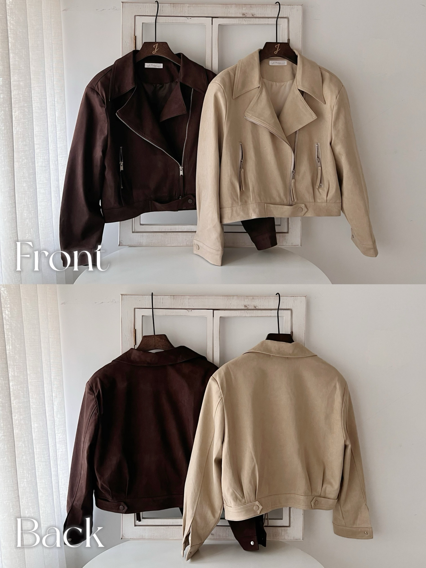 啞面磨砂Biker Jacket (KR)棕色318111