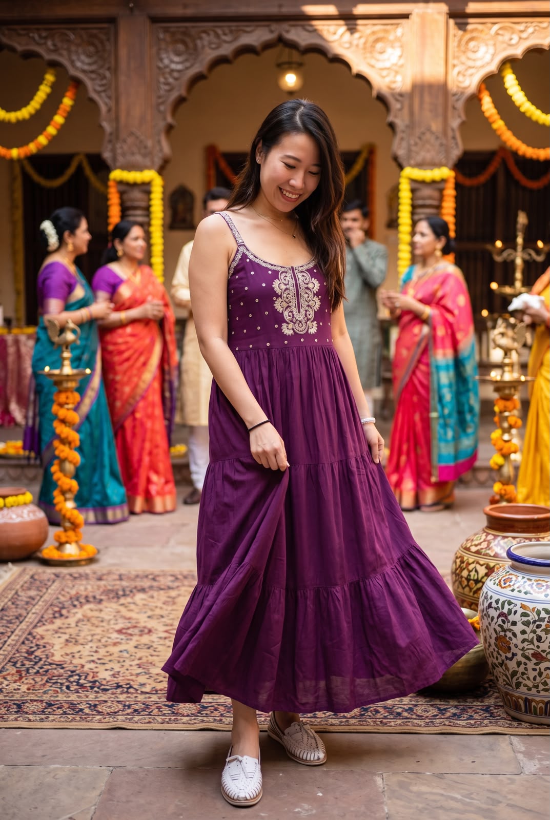 2923 Violet Full Emb Chest Slip OP 49"