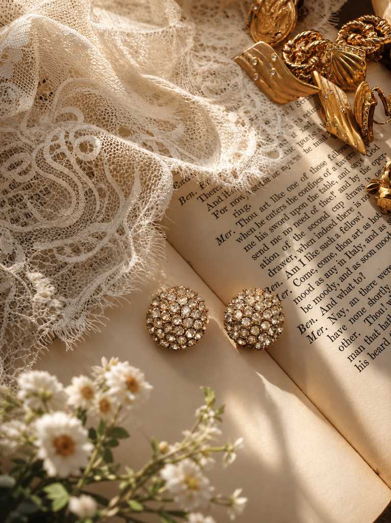 黄金時代的迴響 ∙ 西洋古董浮雕與金屬流光耳環系列 Echoes of the Golden Age ∙ Vintage Gilded Relief & Statement Earring Collection