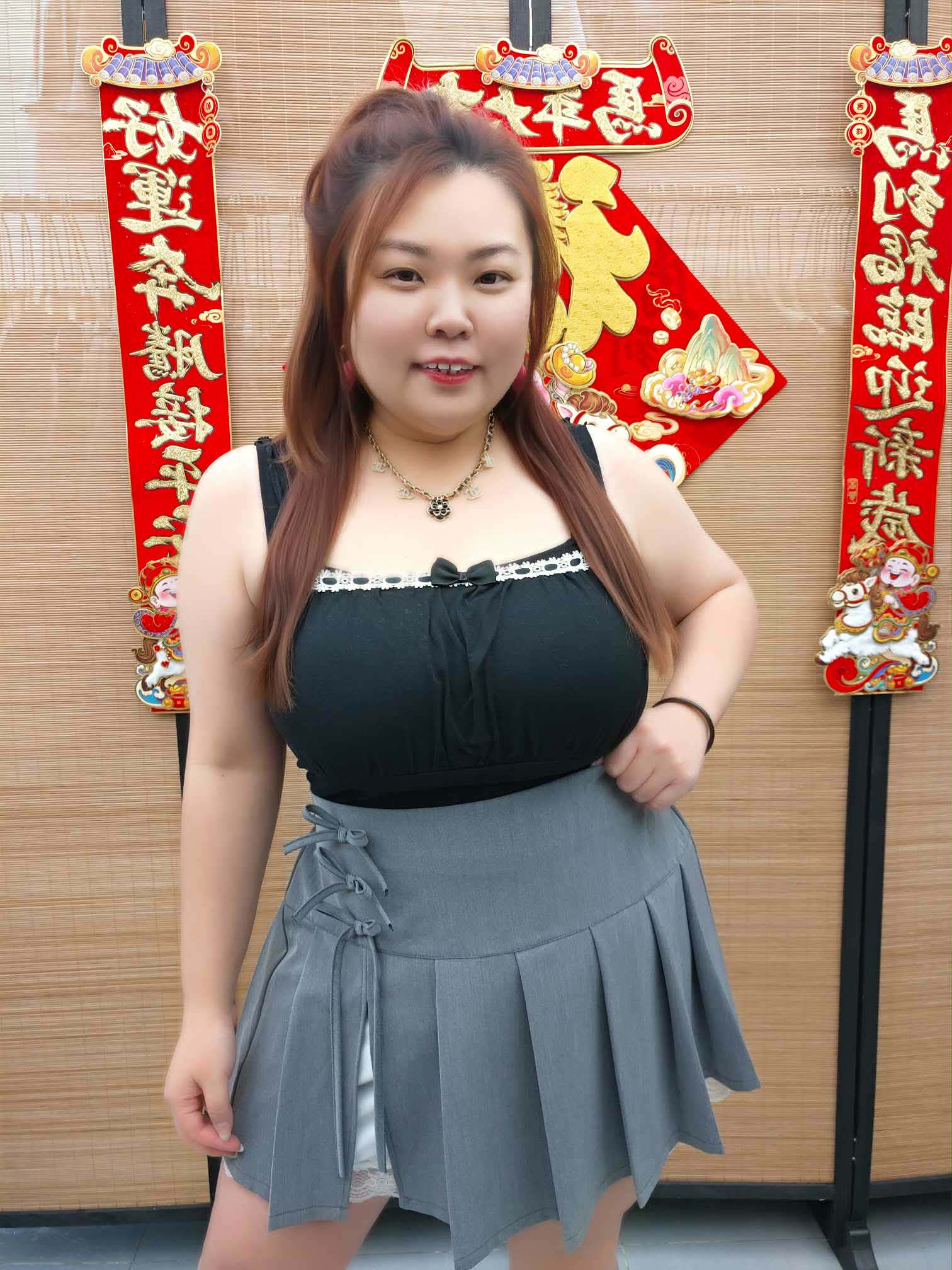 DDI10 823(C4) 百褶拼蕾丝内衬JK裤裙