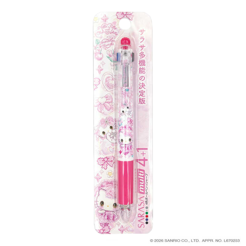 現貨｜Sanrio Hello Kitty x Amenomori Fumika Clothes-Pin 日本製 Zebra SARASA multi 4+1 多功能5用筆 4色啫喱筆+鉛芯筆 (PN-84169)