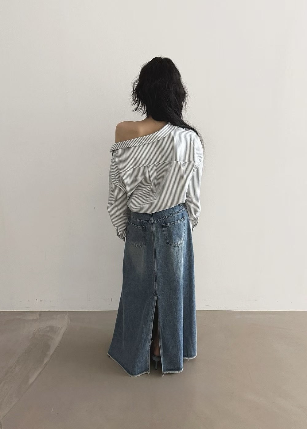 221585 洗水牛仔長裙