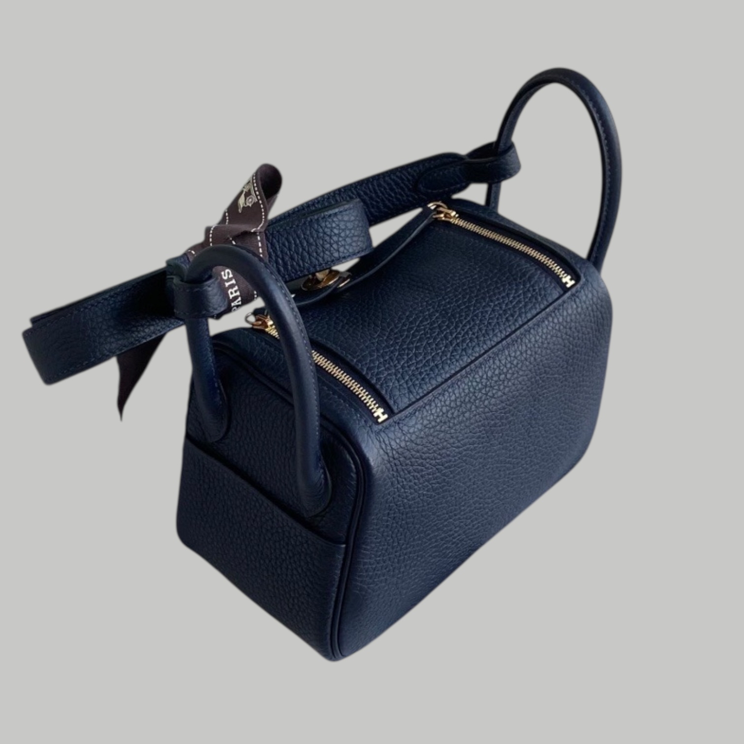 Hermes Mini Lindy 午夜藍金扣