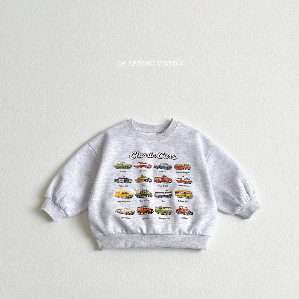 🌸預訂 韓國直送🌸🇰🇷VIVIDI三色迷你車車印花寬鬆衛衣