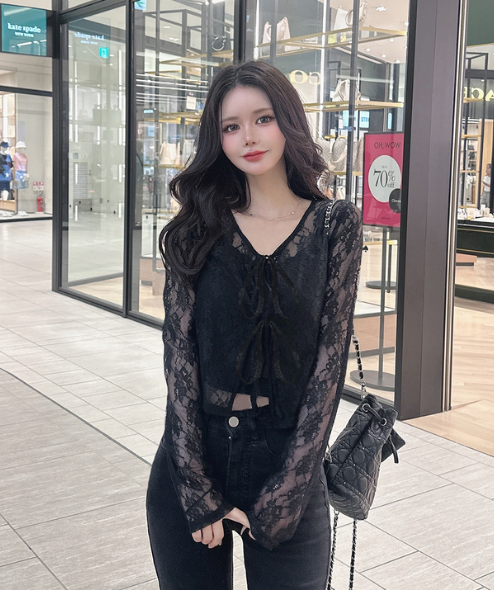 春天必備! 蕾絲綁帶外套 [ru1226]