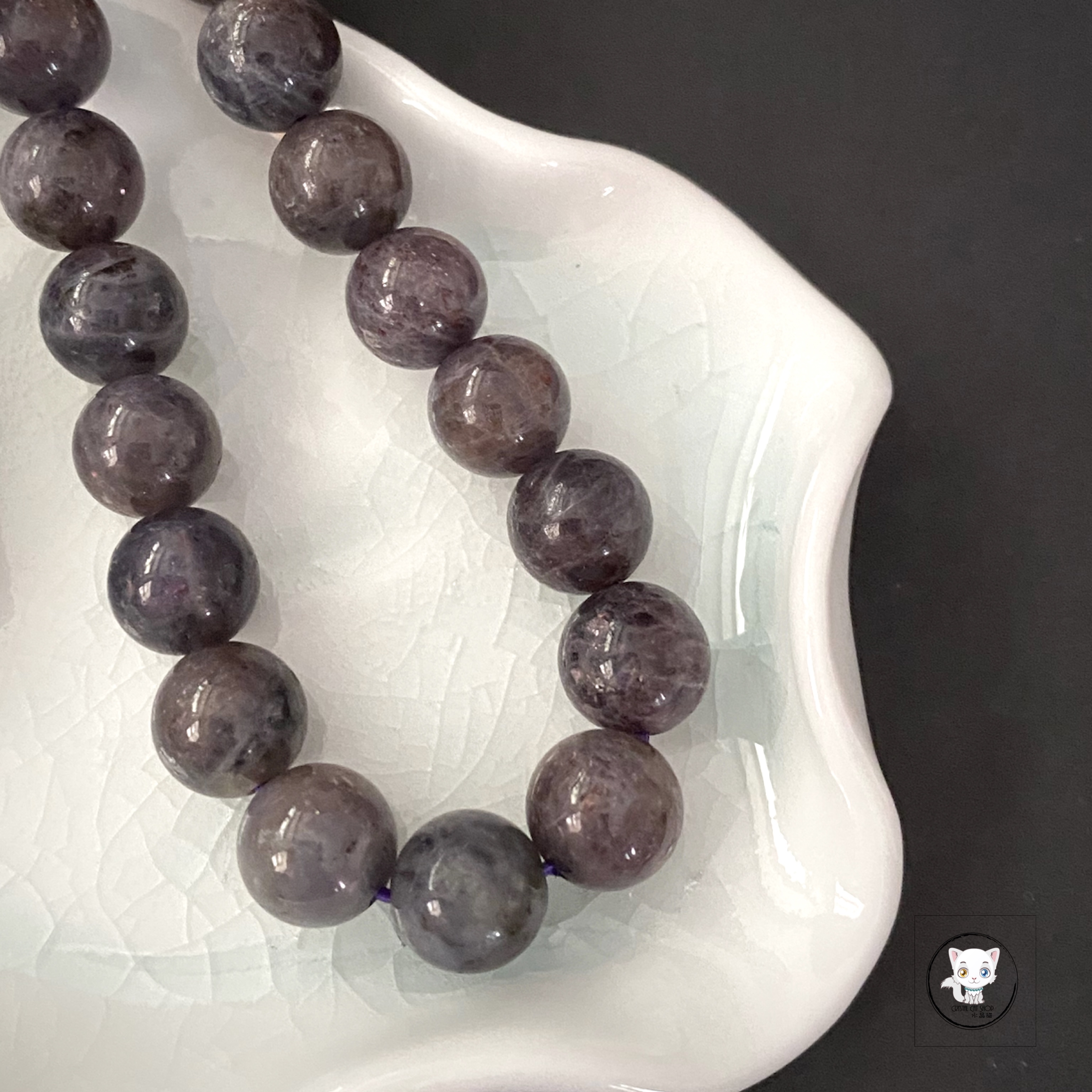 天然草莓堇青石手鏈 9.5mm